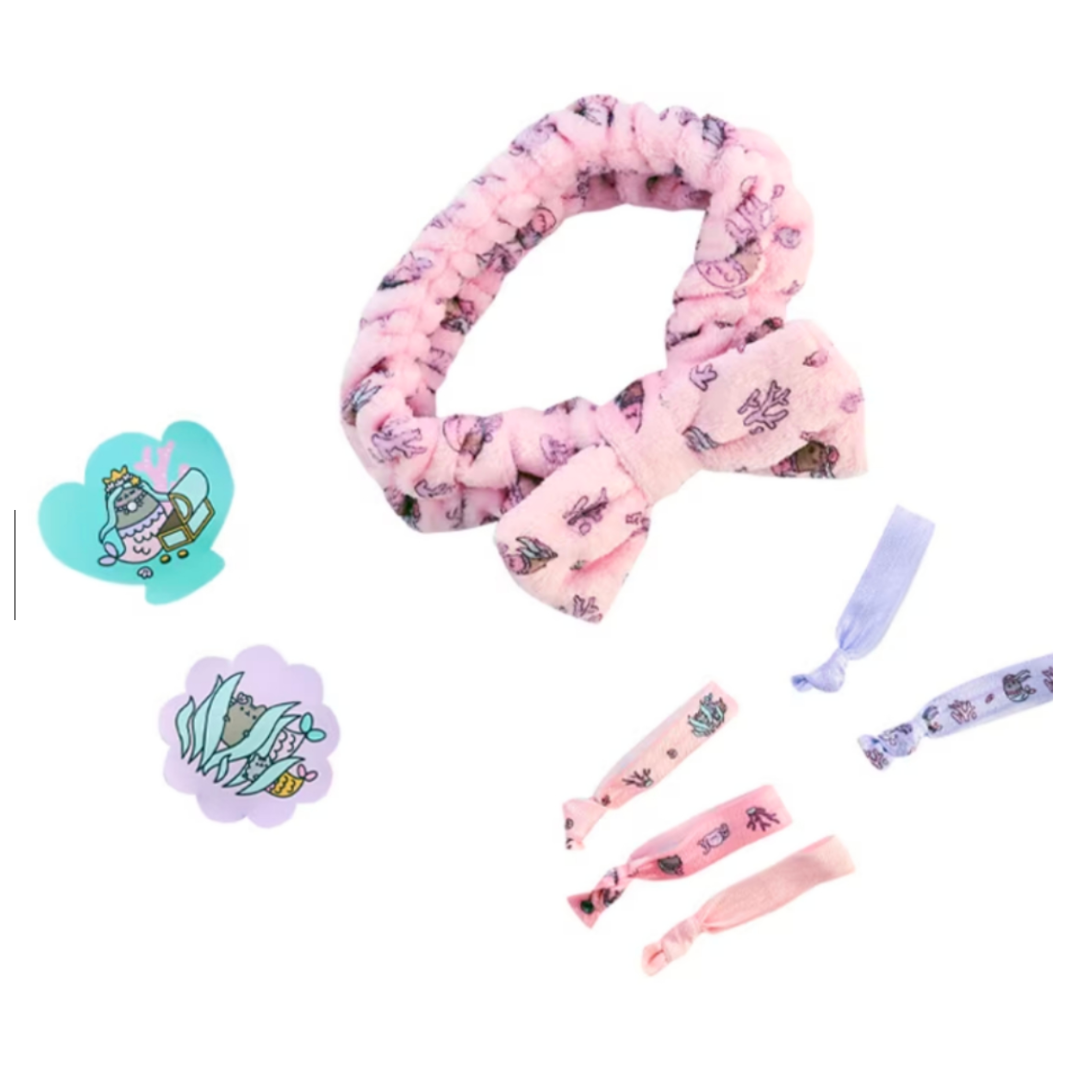 Ready Stock | Pusheen Limited Edition 3 in 1 Hair Accessories Set 2 Hair Velcro Patches /5 Flat Hair Ties / 1 Headband