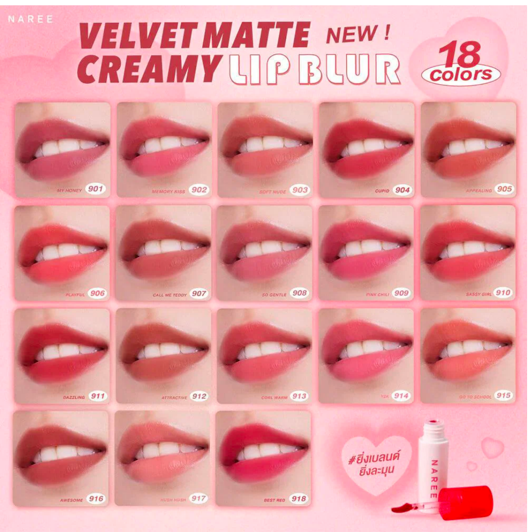 PRE ORDER | Naree Velvet Matte Creamy Lip Blur 3g [18 shades]